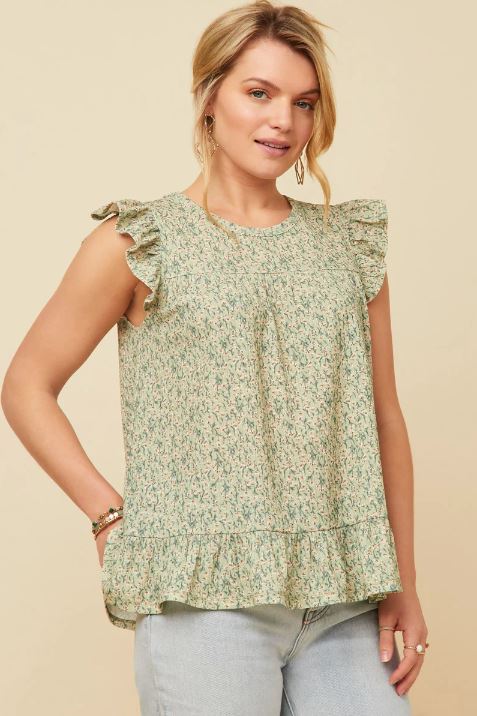 Tammy Sage Ruffle Tank