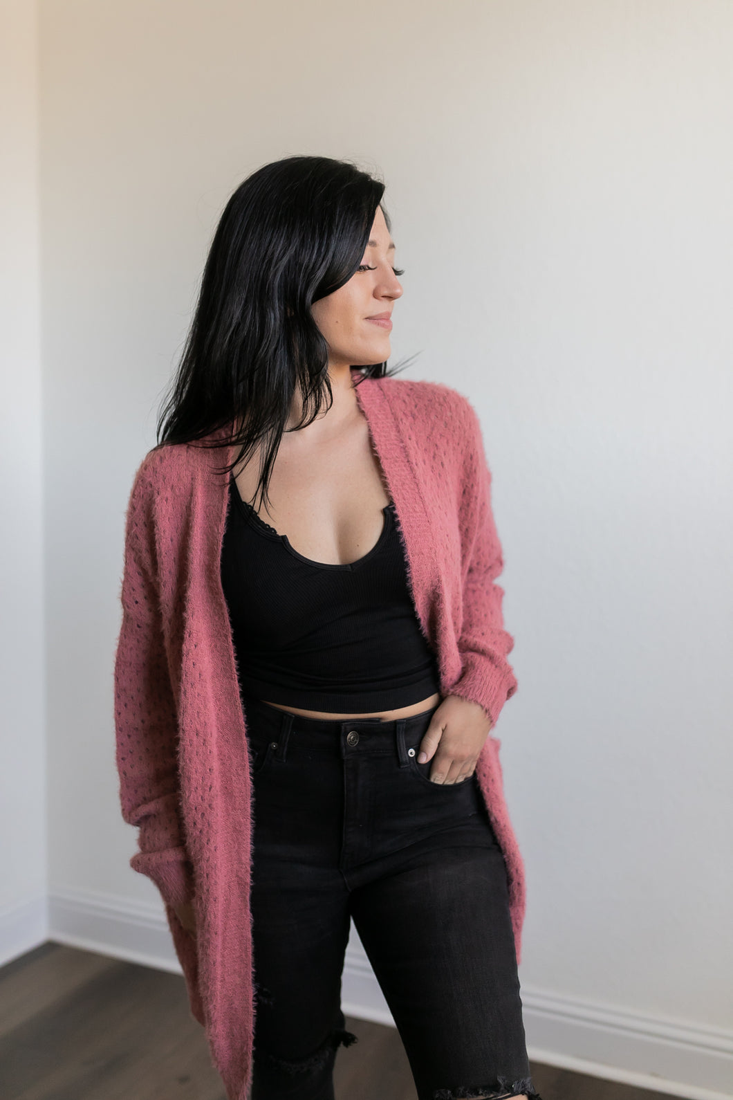 Sarah Eyelash Knit Cardigan Sweater